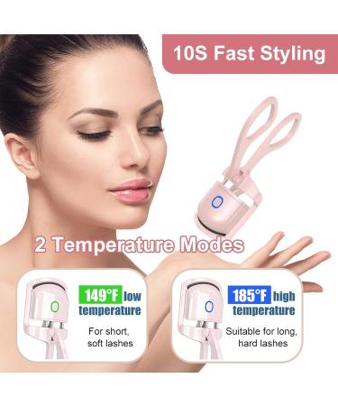 Buy Heated Eyelash Curler - Electric Rechargeable Rapid Heat-Up Long-Lasting Curls Sensing Heating Silicone Pad (Pink) - International Shipping Available - Buy Online on SooperMarket.com