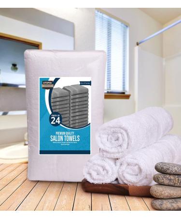 Utopia Towels White Salon Towels - 24 Pack, 16 x 27 Inches, Highly Absorbent for Hand, Gym, Spa, Beauty & Home Hair Care - Buy Online on SooperMarket.com