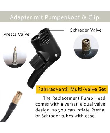 Universal Bicycle Valve Adapter Pump Head Set | Schrader Presta & Dunlop Compatible | Perfect for All Tires & Footballs - Buy Online on SooperMarket.com