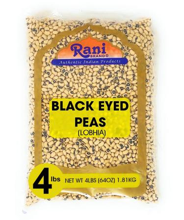 Rani Black Eyed Peas, Dried (Lobhia) 64oz (4lbs) 1.81kg Bulk  All Natural | Vegan | Gluten Friendly | Product of USA 4 Pound (Pack of 1)