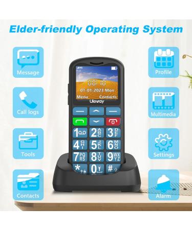 Uleway 4G Senior Cell Phone - Contract-Free Large Buttons SOS & Flashlight 1.7 LCD USB-C Charging Perfect for Seniors - Buy Online on SooperMarket.com