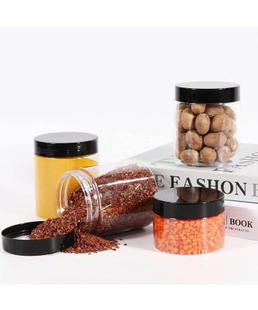 40 Pack 180ml Clear Plastic Jars with Black Lids | Refillable Round Containers for Slime & Beauty Products | Includes Pen & 80 Labels | 6oz - 40 Pack - Buy Online on SooperMarket.com