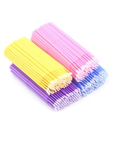 400pcs Micro Applicators Brushes 4 Color Disposable Eyelash Extension Brush for Makeup Dental and Oral 400 Pieces (1 Pack)
