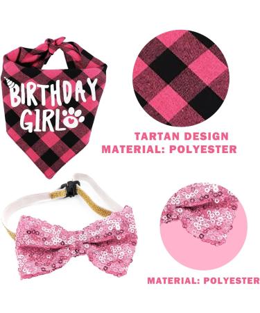 Dog Birthday Kit Dog Birthday Hat Bow Tie Band Pull Flag Scarf Number Stickers Cute Puppy Kitten Party Kit Reusable Suitable for Small Medium and Large Dog Pets(pink) - Buy Online on SooperMarket.com