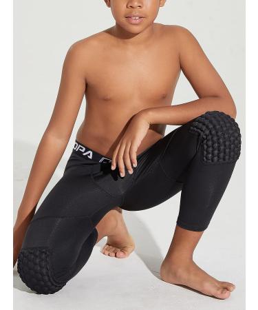 DEVOROPA Youth Boys' Compression Pants with Knee Pads - Black, Large - Buy Online on SooperMarket.com