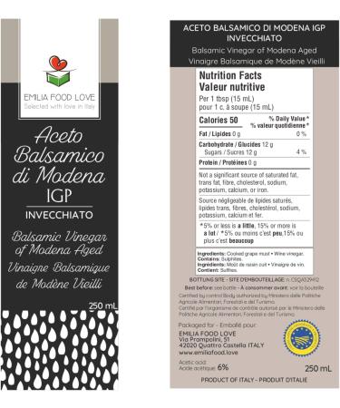 EMILIA FOOD LOVE Balsamic Vinegar of Modena Aged PGI - Made in Italy - Aceto Balsamico di Modena IGP Invecchiato - Buy Online on SooperMarket.com