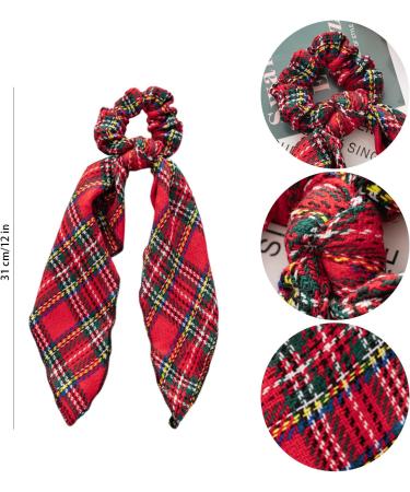 JNAWA 2Pieces Chrismas Tartan Scrunchies Plaid Elastic Hairbands Hair Scarf Scottish Bowknot Hair Scrunchies Hair Accessories for Women Girls - Buy Online on SooperMarket.com
