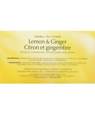 Twinings Lemon & Ginger Herbal Individually Wrapped Tea Bags | Naturally Caffeine-Free | Invigorating Ginger Spiced & Lemon Herbal Tea | 50 Count (Pack of 6) | Enjoy Hot or Iced Ginger Lemon 50 Count (Pack of 6) - Buy Online on SooperMarket.com