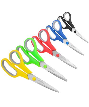 Scissors Taotree 8" Multipurpose Scissor Bulk Pack of 5 Stainless Steel Sharp Scissors for Office Home General Use High/Middle School Classroom Teacher Student Kids Scissors Supplies Same Size 5-pack Assorted