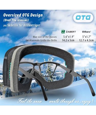 Zabert Skiblille - UV Protection Skibrille for Adults & Kids (10+) | Anti-Fit Anti-Slip Headband | Schwarz Mirrored Silver - Buy Online on SooperMarket.com