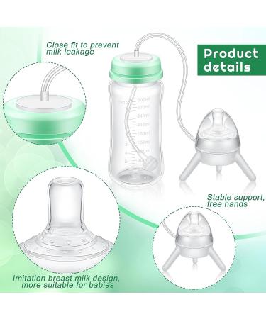 Nuanchu 10 oz Self Feeding Baby Bottle w/ Long Tube Straw | Leak-Proof Baby Feeder Bottle for Imitation Milk Weaning | Mint Green - Buy Online on SooperMarket.com
