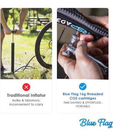 BLUE FLAG 16g Threaded CO2 Cartridges - 5 Pack for Bike Tire Inflators & Pumps | Quick Air Refill for MTB & Road Bikes - Buy Online on SooperMarket.com