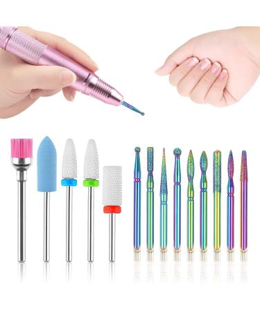 14-Piece Professional Nail Drill Bits Set | Acrylic Carbide & Ceramic | Electric Nail Drill Kit for Home & Salon | Cuticle Polishing & Diamond Efile Accessories - Buy Online on SooperMarket.com