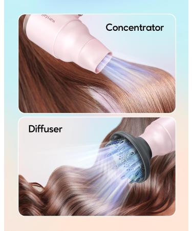 Wavytalk Mini Hair Dryer with Diffuser - 1600W Quiet & Lightweight Folding Blow Dryer in Pinky White | Ideal for Travel & International Shipping - Buy Online on SooperMarket.com