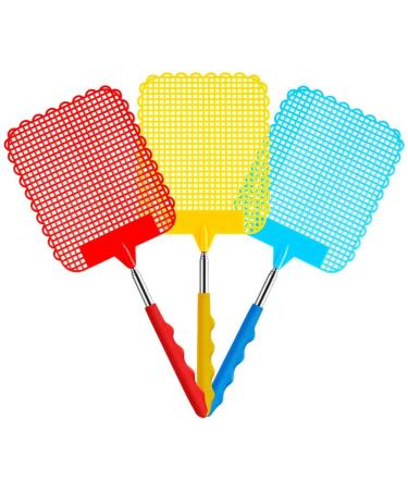 Heatigo 3 colored fly clapping are pulled out retractable pull -in fly clapping which were manually dabbed for pest control