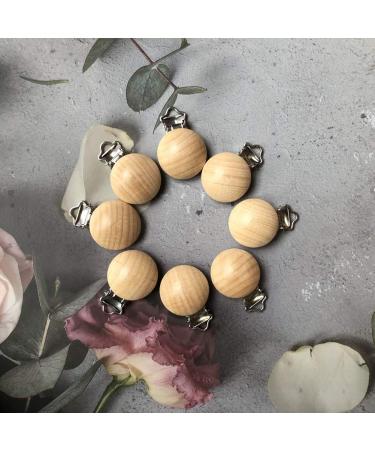 24-Piece Natural Beech Wood Pacifier Clips Teething Toy DIY Holder Accessories - Buy Online on SooperMarket.com