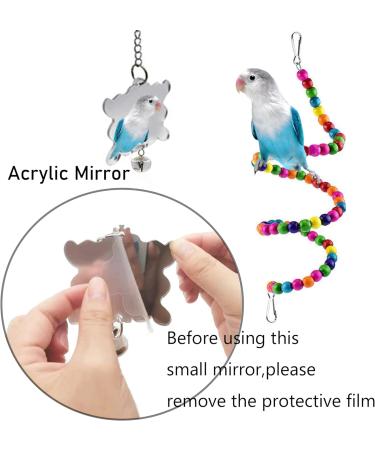 7 Pcs Bird Budgie Toys ESRISE Hanging Bell Pet Bird Cage Hammock Swing Climbing Ladders Toy Wooden Perch Mirror Chewing Toy for Conures Love Birds Small Parakeets Cockatiels Parrot (Muliti-B) - Buy Online on SooperMarket.com
