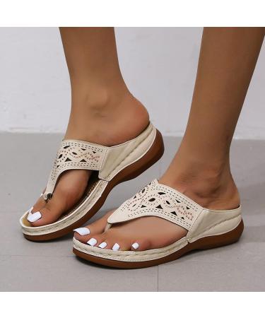 Willisos Women's Arch Support Orthopedic Sandals - Beige, Size 8, Clip Toe Flip Flops - Buy Online on SooperMarket.com