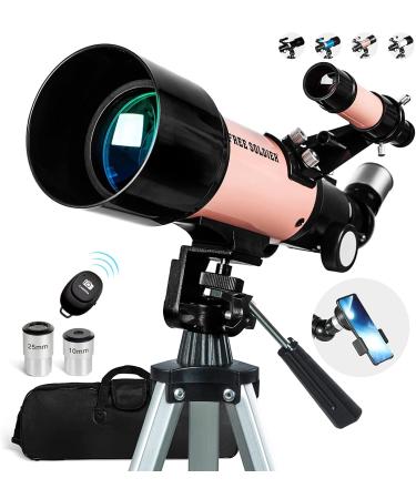 Telescope for Kids Girls Astronomy Beginners - 70mm Aperture and 400mm Focal Length Professional Refractor Telescope for Adults Great Christmas Astronomy Gift for Kids with Gift Package, Pink