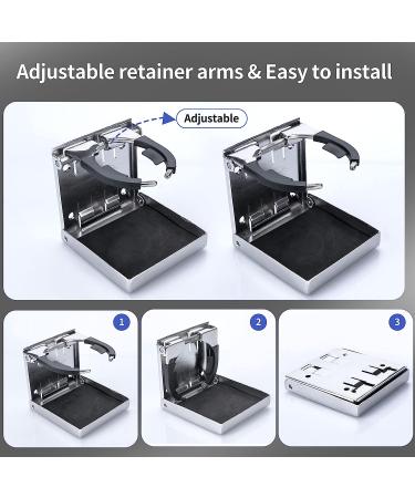 Marinebaby Stainless Steel Adjustable Folding Cup Holders - Set of 2 | for Marine, Boat, Caravan, Car - Buy Online on SooperMarket.com