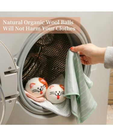 XL Cute Cat Face Wool Dryer Balls - Handmade Reusable Fabric Softener | Organic Shorten Drying Time | 3 Pack for 1000+ Loads - Buy Online on SooperMarket.com