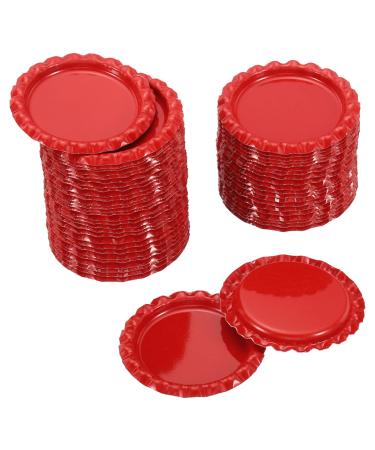 PATIKIL 1 Inch Flat Decorative Bottle Caps 50 Pack Craft Bottle Pendant Trays Double Sides Printed for DIY Pendants Craft Scrapbooks Red