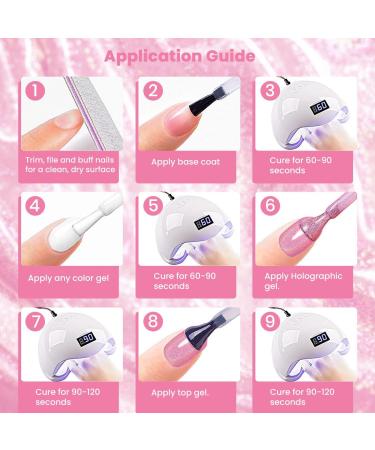 RARJSM Hot Pink Holographic Gel Nail Polish Laser Rainbow Glitter Reflective Iridescent Gel Polish Curing Required Unicorn Mirror Chrome Effect Soak off for Summer DIY Salon Home Manicure 7.5ML - Buy Online on SooperMarket.com