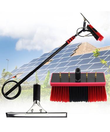Telescopic Rod Cleaning Brush Water Fed Pole Kit Window Cleaning Pole 3-11m Water Fed Telescopic Brush Angle Adjustable Band Scraper for Photovoltaic Panel Cleaning Trucks 5.4M/18FT 35cm Brush Head 5M/17FT