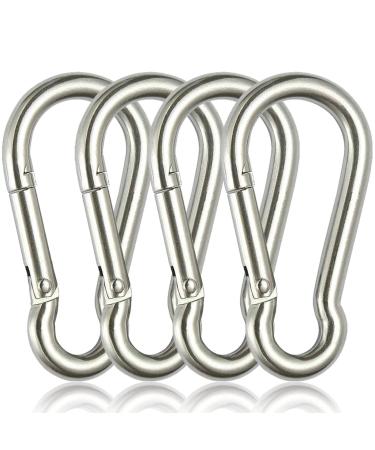 Rtudan 4 Inch Spring Snap Hook Carabiner - 304 Stainless Steel Snap Hook Heavy Duty Carabiner Clip 4Packs