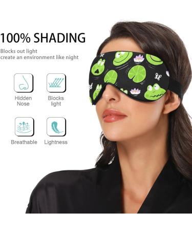 Haskirky Light Blocking Eye Mask - Breathable & Adjustable - For Adults - Ideal for Travel, Yoga, Meditation - Cute Green Frogs Design - Buy Online on SooperMarket.com