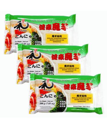 Yuho Shirataki Strip In Knots 200g (Pack of 3) | Healthy Food | Low Calories | Low Carb Noodles | Fat Free | Sugar Free | High Fiber