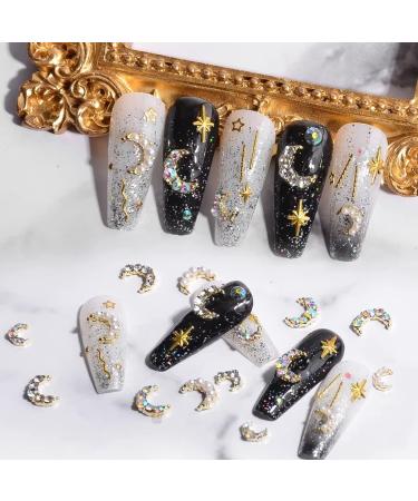 RUNRAYAY 60Pcs 3D Moon Nail Art Charms Colorful & Pearl & Crystal Elegant Nail Studs Diamonds for Nail Accessories Nail Jewelry Decoration for DIY Crafts Nail Decor - Buy Online on SooperMarket.com
