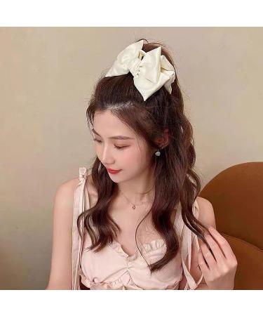 Bow Tie Hair Barrettes Vintage Layers Bow Knot Claws Large Hair Clips Accessories for Women Girls (Beige) - Buy Online on SooperMarket.com