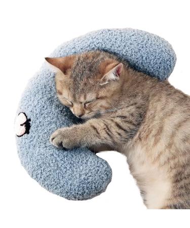 Little Pillow for Cats, Ultra Soft Fluffy Pet Calming Toy Half Donut Cuddler for Joint Relief Sleeping Improve Machine Washable Haze Blue