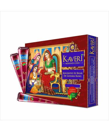 Kaveri Herbal Pure Henna Mehendi Cones for Hand Design | 12 Cones Pack with Free Mehandi Oil 12ml | Natural Leaves for Festivals & Special Occasions - Buy Online on SooperMarket.com