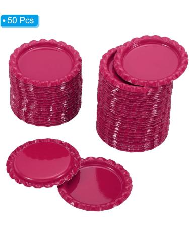 PATIKIL 1 Inch Flat Decorative Bottle Caps 50 Pack Craft Bottle Pendant Trays Double Sides Printed for DIY Pendants Craft Scrapbooks Rose Red - Buy Online on SooperMarket.com