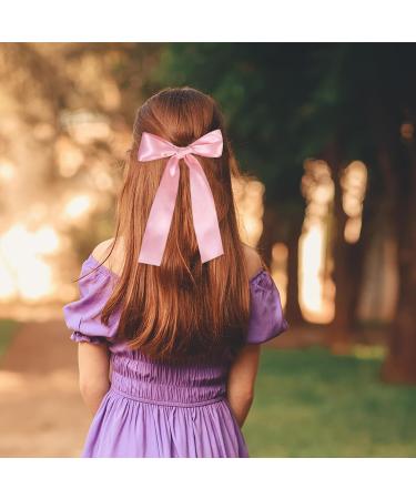 2 Pack Hair Bows for Girls and Women Large Bow Hair Clips Hair Barrette with Long Silky Satin Pink Hair Accessories for Girls(Pink) - Buy Online on SooperMarket.com
