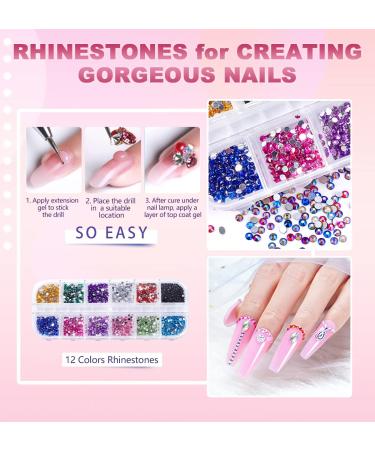 Pink Nude Glitter Poly Gel Nail Kit with Lamp - Easy Quick Builder Gel with Rhinestone & Dual Forms - Complete Poly Nail Gel Kit in Nude Pink Colors - Buy Online on SooperMarket.com