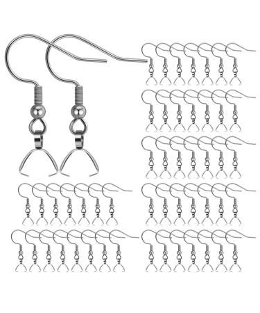 Earring Hooks 50PCS/25Pairs, Stainless Steel Ear Wires Fish Hooks, Hypo-allergenic Jewelry Findings Parts for DIY Jewelry Making Silver