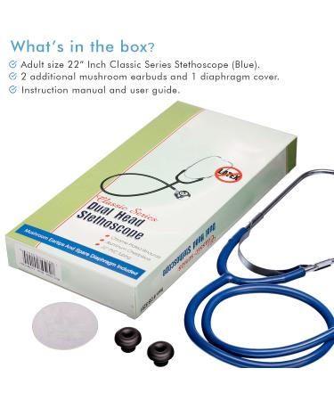 Buy Novamedic Classic Blue Dual Head Stethoscope - 22-inch Adult Size | Ideal for Nurses Doctors & Medical Professionals | Fast International Shipping - Buy Online on SooperMarket.com