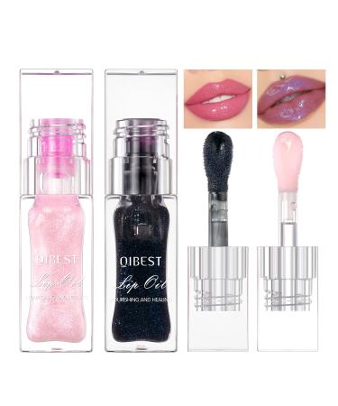 Magic Color Changing Moisturizing Lip Glow Oil 2024 New (Pink+ Black Glitter) Color Changing Lip Oil Warm Change Moisturizing Lip Gloss Non-sticky Long Lasting Nourishing Transparent Lip Care Pink+05 black flash 1 Fl Oz (Pack of 1)