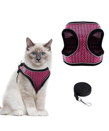 Ankilo Upgraded Harness with Leash Set Escape Proof Dog Vest Harnesses Vest Harnesses with Soft Mesh and Reflective Bands No Pull Small Dog Harness for Cats and Small Dogs (Rose-red S)