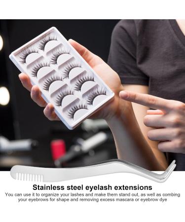 Eyelash Tweezers for Extensions | Stainless Steel Eyeline Tweezers with Comb | Professional Silver Tools for Artificial Eyelashes - Buy Online on SooperMarket.com