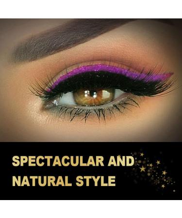 Eyelash Stickers Set 4 Pairs Reusable Waterproof Self Adhesive Glitter Easy to Use Makeup Bold Colors Black Wide Application (Purple) - Buy Online on SooperMarket.com