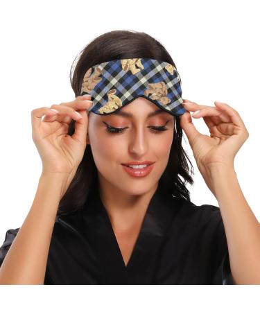Haskirky Light Blocking Eye Mask for Men and Women - Breathable & Adjustable for Travel, Yoga, Meditation - Deep Sleep Mask - Navy Plaid - Buy Online on SooperMarket.com