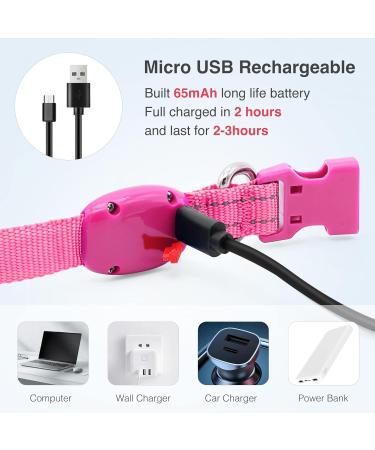 Buy YFBRITE LED Cat & Dog Neck Band - Adjustable Reflective Safety Collar in Pink XS - Comfortable Glowing Puppy Straps - Buy Online on SooperMarket.com