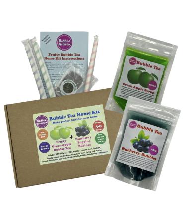 Fruity Green Apple with Blueberry Popping Bobas Bubble Tea Kit 3 to 6 Drinks