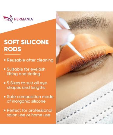 PERMANIA Silicone Curler Pad 10Pcs/5 sizes for Lash Perm Kit - Reusable Soft C & D Curls Eyelash Lifting Rod - Orange Lash Lift Pads - Buy Online on SooperMarket.com