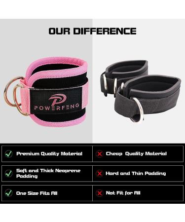 Powerfeng Ankle Strap Cable Machine - Pink Pair for Gym Glute Kickback & Leg Workout - Buy Online on SooperMarket.com