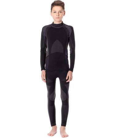 Ladeheid Children's Functional Underwear Set Long Sleeve Shirt Long Underpants Thermoactive LASS0005 146-152 Black/Silver (Children) - 2
